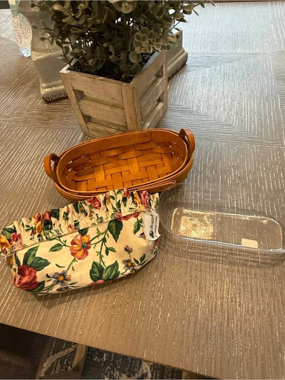 Longaberger basket Vintage Lavender basket , protector and liner